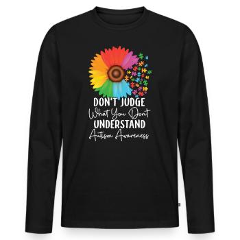 Autisme Conscience - T-shirt manches longues Premium bio Homme - noir - Devant - Nico (187cm)