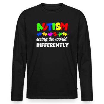 Autisme Conscience - T-shirt manches longues Premium bio Homme - noir - Devant - Nico (187cm)