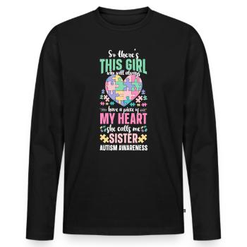 Autisme Conscience - T-shirt manches longues Premium bio Homme - noir - Devant - Nico (187cm)