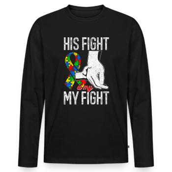 Autisme Conscience - T-shirt manches longues Premium bio Homme - noir - Devant - Nico (187cm)
