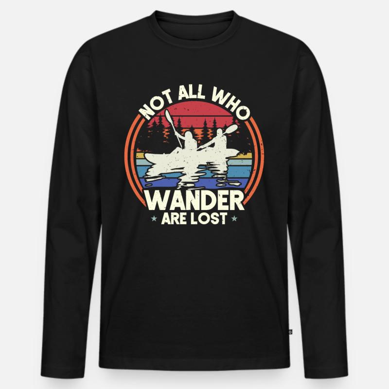 Kajak - Männer Premium Bio Langarmshirt - Schwarz