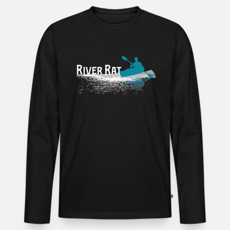 Kajak - Männer Premium Bio Langarmshirt - Schwarz