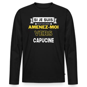 si je suis trop bourré amenez moi vers Capucine - T-shirt manches longues Premium bio Homme - noir - Devant - Nico (187cm)
