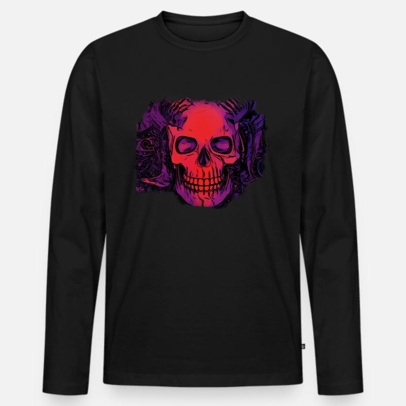 comic Dämonen schädel - Männer Premium Bio Langarmshirt - Schwarz