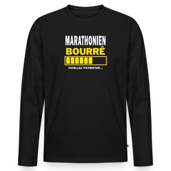 MARATHONIEN bourré HUMOUR - T-shirt manches longues Premium bio Homme - noir - Devant - Nico (187cm)