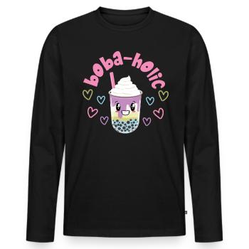 Bubble Tea - T-shirt manches longues Premium bio Homme - noir - Devant - Nico (187cm)