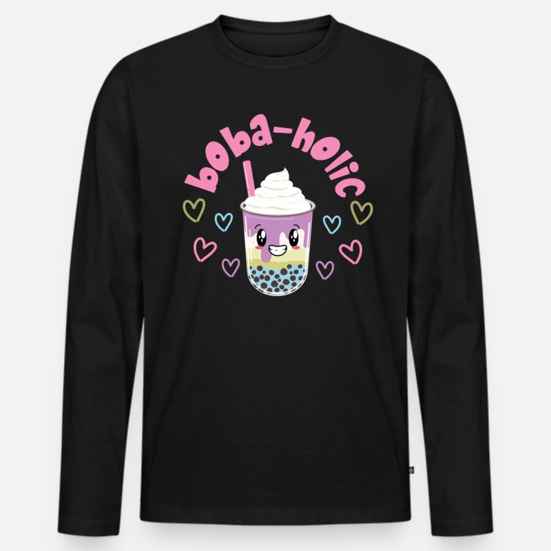 Bubble Tea - Männer Premium Bio Langarmshirt - Schwarz
