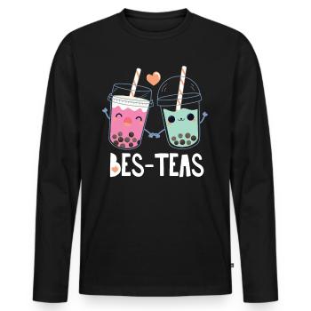 Bubble Tea - T-shirt manches longues Premium bio Homme - noir - Devant - Nico (187cm)