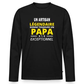 un ARTISAN légendaire drôle papa exceptionnel fete - T-shirt manches longues Premium bio Homme - noir - Devant - Nico (187cm)