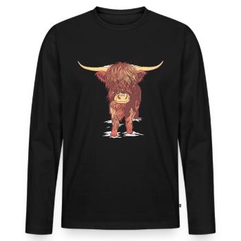 Scottish Highland Cattle Cow Cows Muh Calf - Men's Premium Organic Long Sleeve Shirt - black - Front - Nico (187cm)