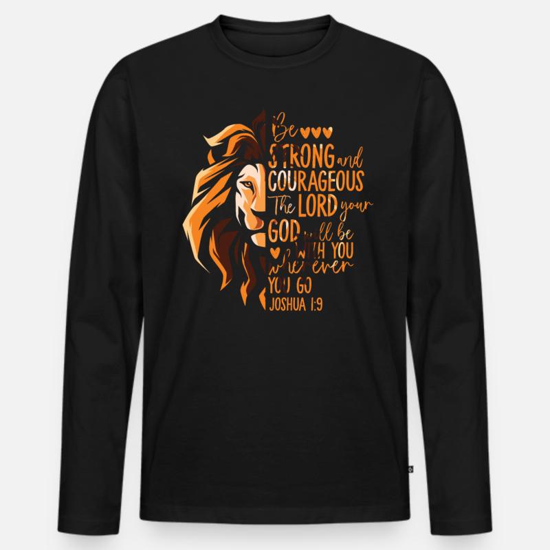 Christlicher Bibelvers Religion lion - Männer Premium Bio Langarmshirt - Schwarz