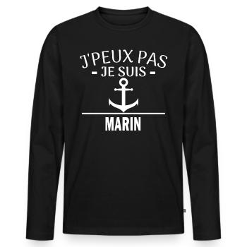j peux pas je suis Marin humour métier - T-shirt manches longues Premium bio Homme - noir - Devant - Nico (187cm)