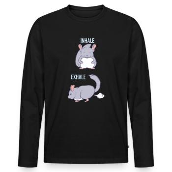 Chinchilla Inhale Exhale Drôle de yoga Chinchilla - T-shirt manches longues Premium bio Homme - noir - Devant - Nico (187cm)
