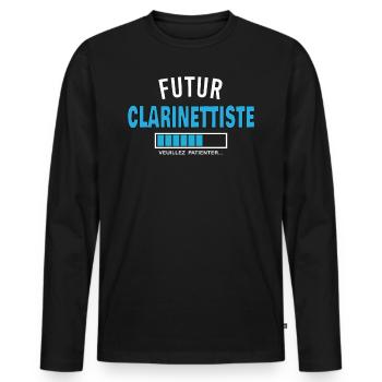 futur CLARINETTISTE - T-shirt manches longues Premium bio Homme - noir - Devant - Nico (187cm)