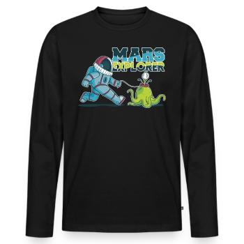 Mars - Men's Premium Organic Long Sleeve Shirt - black - Front - Nico (187cm)
