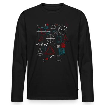 I Love Math - Formule mathématicienne et professeur de mathématiques - T-shirt manches longues Premium bio Homme - noir - Devant - Nico (187cm)