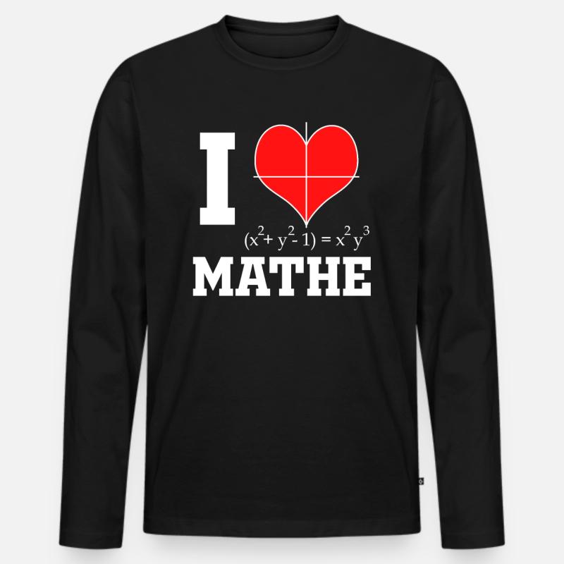 I Love Mathe - Mathematiker & Mathelehrer Herz - Männer Premium Bio Langarmshirt - Schwarz