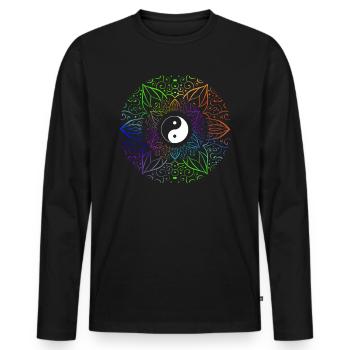 Qigong Yin Yang Symbole Mandala Zen Tai Chi - T-shirt manches longues Premium bio Homme - noir - Devant - Nico (187cm)