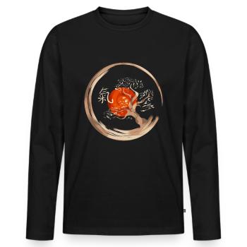 Qigong Bonsai Circle Chinese Energy Symbol - Men's Premium Organic Long Sleeve Shirt - black - Front - Nico (187cm)