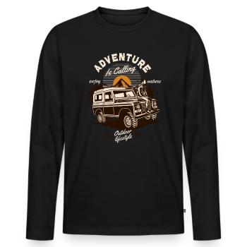 Adventure is Calling Outdoor Offroad Off-Road Vehicle - Men's Premium Organic Long Sleeve Shirt - black - Front - Nico (187cm)