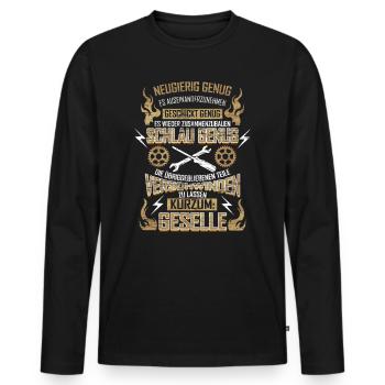 Geselle - Neugierig Geschickt Schlau - Männer Premium Bio Langarmshirt - Schwarz - Vorne - Nico (187cm)
