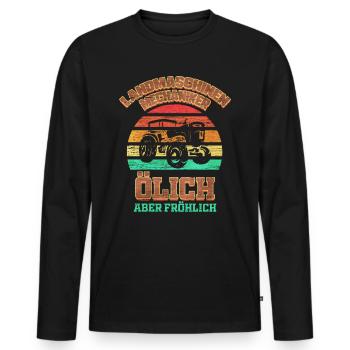 Agricultural machinery mechanic Ölich but cheerful retro - Men's Premium Organic Long Sleeve Shirt - black - Front - Nico (187cm)
