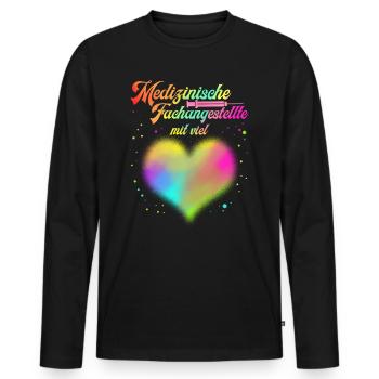 Employés médicaux avec beaucoup de cœur - T-shirt manches longues Premium bio Homme - noir - Devant - Nico (187cm)