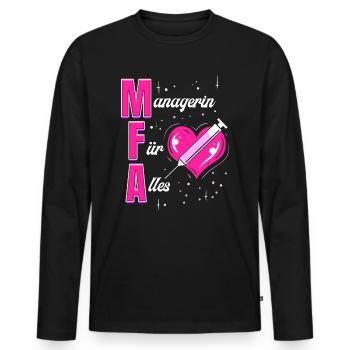 Managerin für Alles - Medizinische Fachangestellte - Männer Premium Bio Langarmshirt - Schwarz - Vorne - Nico (187cm)