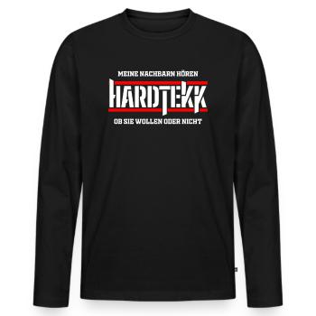 Mes voisins écoutent Hardtekk - Drôle de sort - T-shirt manches longues Premium bio Homme - noir - Devant - Nico (187cm)