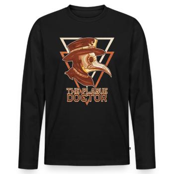 The Plague Doctor Retro Plague Doctor Steampunk Mask - Men's Premium Organic Long Sleeve Shirt - black - Front - Nico (187cm)
