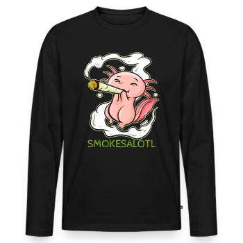 Smokesalotl - Funny Weed Axolotl Marijuana - Men's Premium Organic Long Sleeve Shirt - black - Front - Nico (187cm)