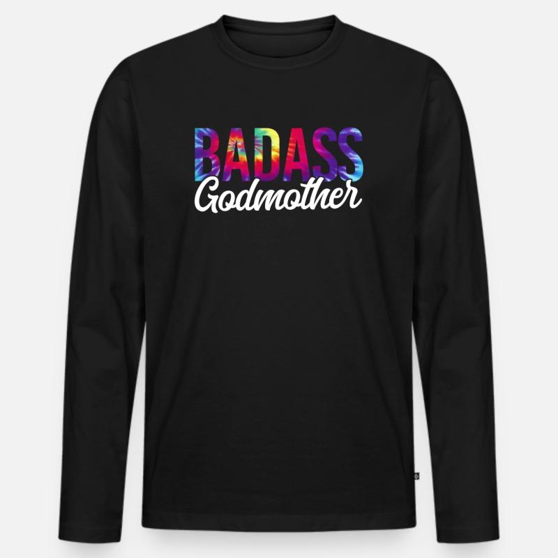 Badass Godmother Tie Dye - Männer Premium Bio Langarmshirt - Schwarz