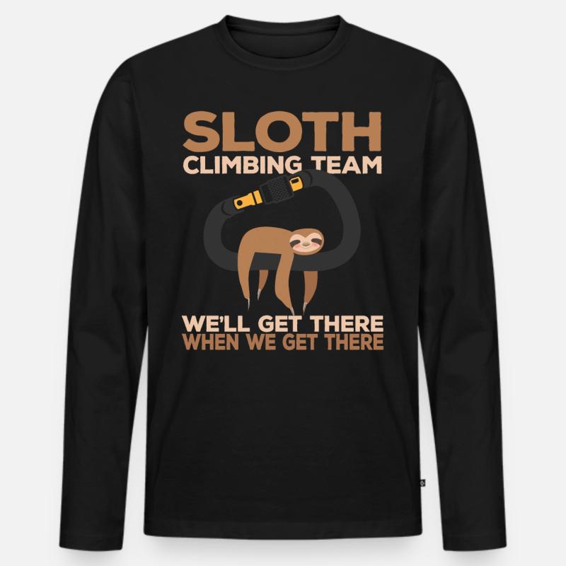 Rock Climber Sloth Climbing Team - Männer Premium Bio Langarmshirt - Schwarz