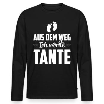 Aus dem Weg ich werde Tante - Männer Premium Bio Langarmshirt - Schwarz - Vorne - Nico (187cm)