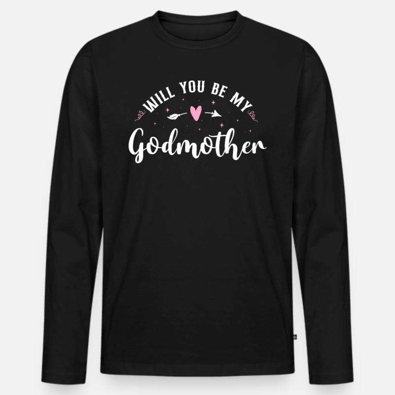 Will You Be My Godmother? - Männer Premium Bio Langarmshirt - Schwarz