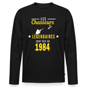 Chasseur légendaire nées en 1984 anniversaire - T-shirt manches longues Premium bio Homme - noir - Devant - Nico (187cm)