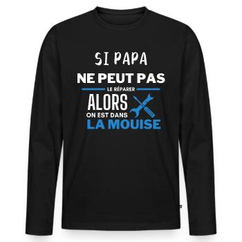 si papa ne peut pas le réparer cadeau - T-shirt manches longues Premium bio Homme - noir - Devant - Nico (187cm)