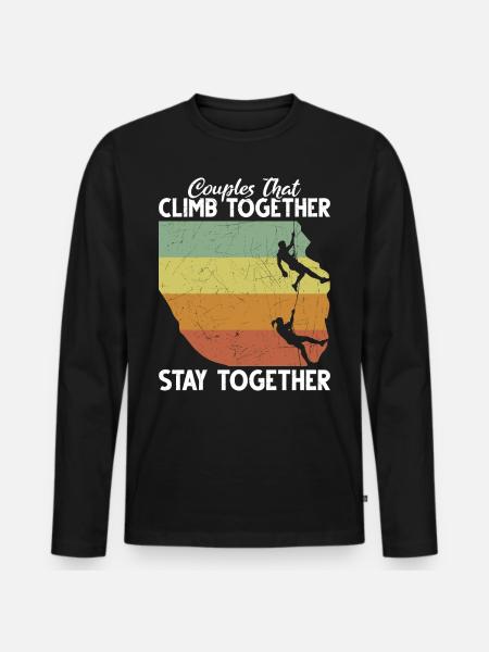 Rock Climbing Climber Retro - T-shirt manches longues Premium bio Homme - noir