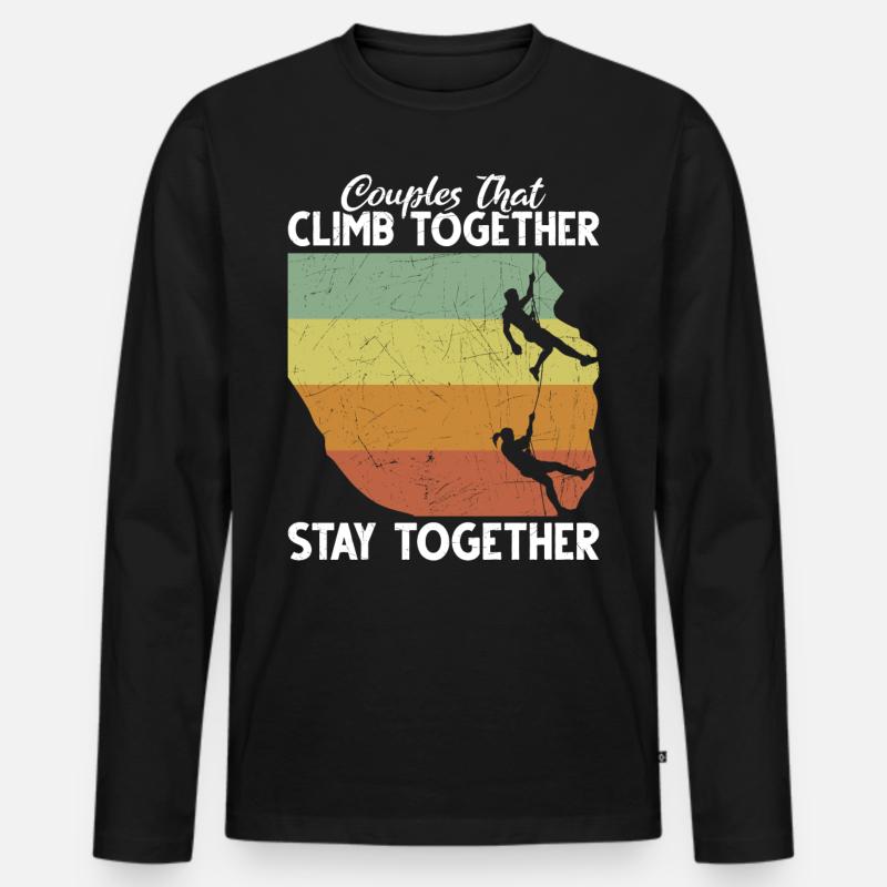 Rock Climbing Climber Retro - Männer Premium Bio Langarmshirt - Schwarz