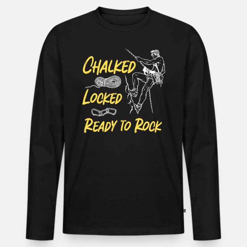 Rock Climbing Climber Chalked - Männer Premium Bio Langarmshirt - Schwarz