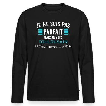 je ne suis pas parfait TOULOUSAIN - T-shirt manches longues Premium bio Homme - noir - Devant - Nico (187cm)