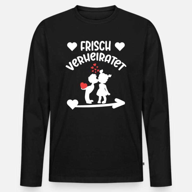 Frisch verheiratet Ehe Flitterwochen - Männer Premium Bio Langarmshirt - Schwarz