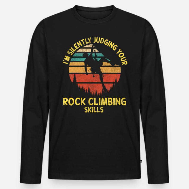 Rock Climbing Climber Retro - Männer Premium Bio Langarmshirt - Schwarz