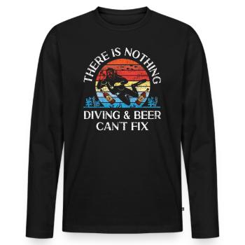 Scuba Diver Retro There Is Nothing - T-shirt manches longues Premium bio Homme - noir - Devant - Nico (187cm)