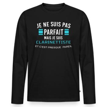 je ne suis pas parfait CLARINETTISTE - T-shirt manches longues Premium bio Homme - noir - Devant - Nico (187cm)