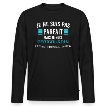 je ne suis pas parfait PERIGOURDIN - T-shirt manches longues Premium bio Homme - noir - Devant - Nico (187cm)