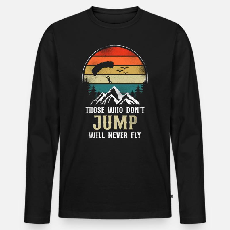 Skydiving Parachute Paraglide - Männer Premium Bio Langarmshirt - Schwarz