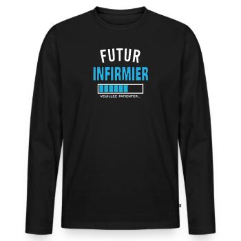 futur INFIRMIER - T-shirt manches longues Premium bio Homme - noir - Devant - Nico (187cm)