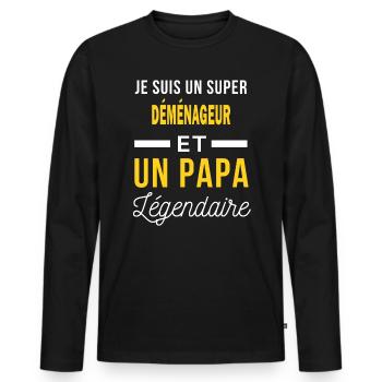 je suis un un papa Légendaire DÉMÉNAGEUR - T-shirt manches longues Premium bio Homme - noir - Devant - Nico (187cm)