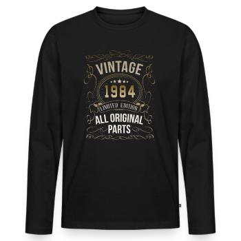 Vintage vintage 1984 födelsedagspresent - Ekologisk långärmad premium-T-shirt herr - svart - Fram - Nico (187cm)